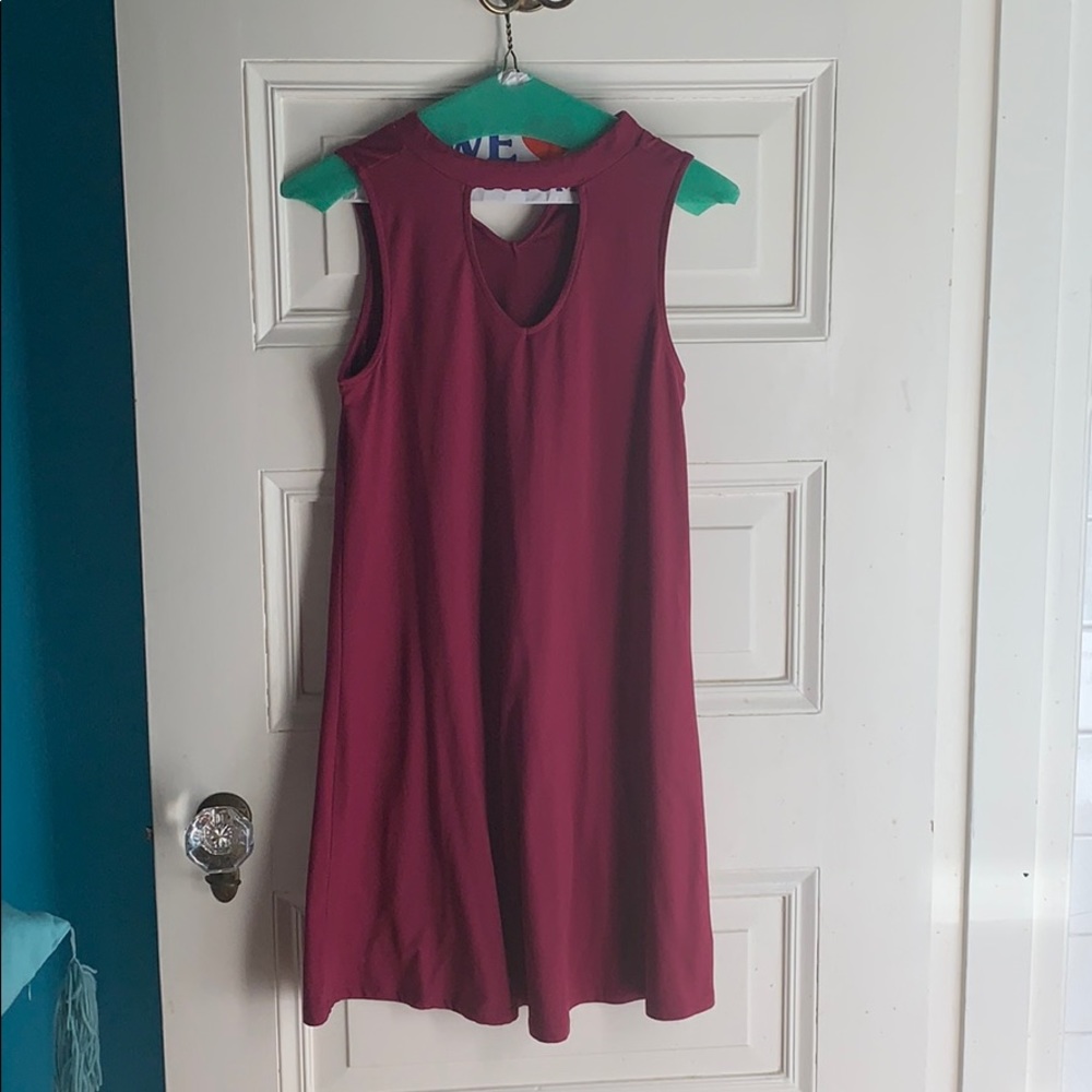 Plum Dress with Neck Cut
